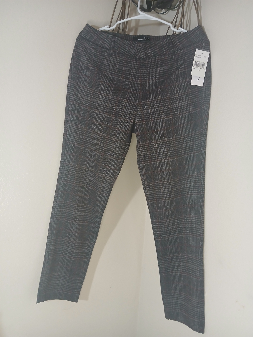 Kut from the Kloth Black & Brown Plaid Ankle Pants